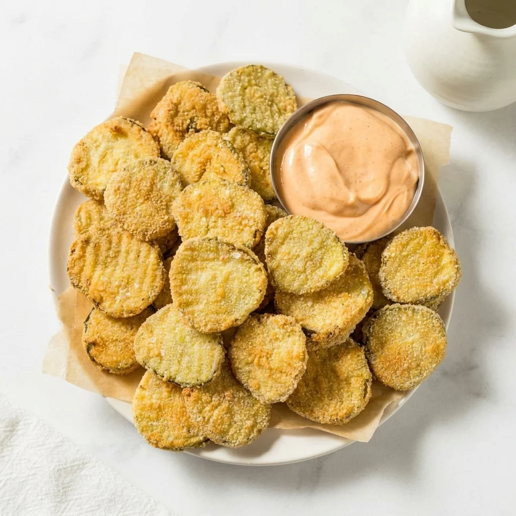 Deep-Fried Pickles at Banff Sizzlers, 124 Banff Ave Banff — golden-brown deep-fried pickles served with creamy ranch dipping sauce
